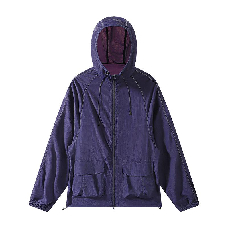 Wenhouu mosquito repellent sunscreen clothing men's outdoor reflective night vision women's sunscreen jacket anti-splashing water double pull head