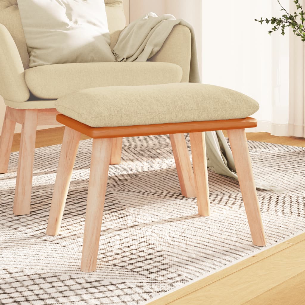 Footstool Cream 45x29.5x35 cm Fabric and Faux Leather