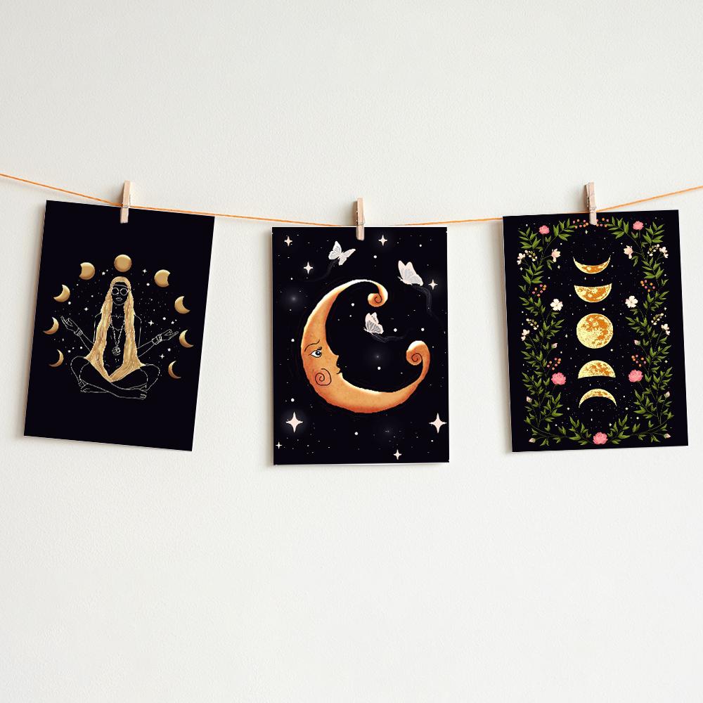 Эстетический Винтаж Ведьма Хиппи Девушка Плакат Принт Ведьма Создание Стены Ретро Абстрактная Холст Картина Комната Домашний Декор