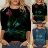 Women Casual Long Sleeve Cat Printing Shirt Blouse Top