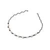 Jewelry Head Chain Rhinestone for Women Headwear Pearl Crystal Wave Hairband Black Silver Metal
