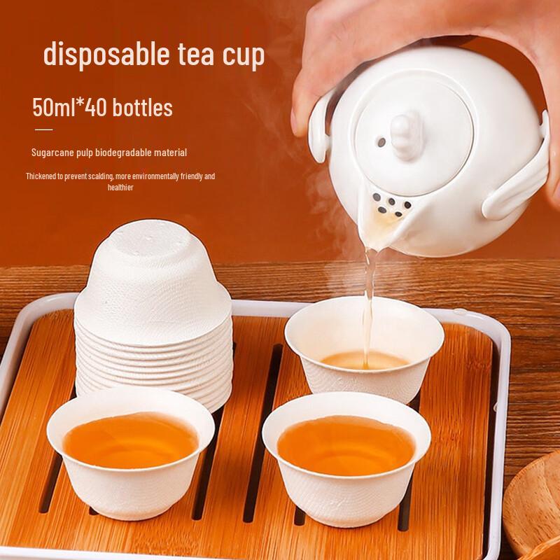 Biodegradable Sugarcane Pulp Disposable Teacups