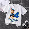 Cute Summer Cotton T Shirt for Boys Girls Cartoon Paw Patrol Chase Birthday Number Tee Shirt Printed Clothes Anime Tops Gifts