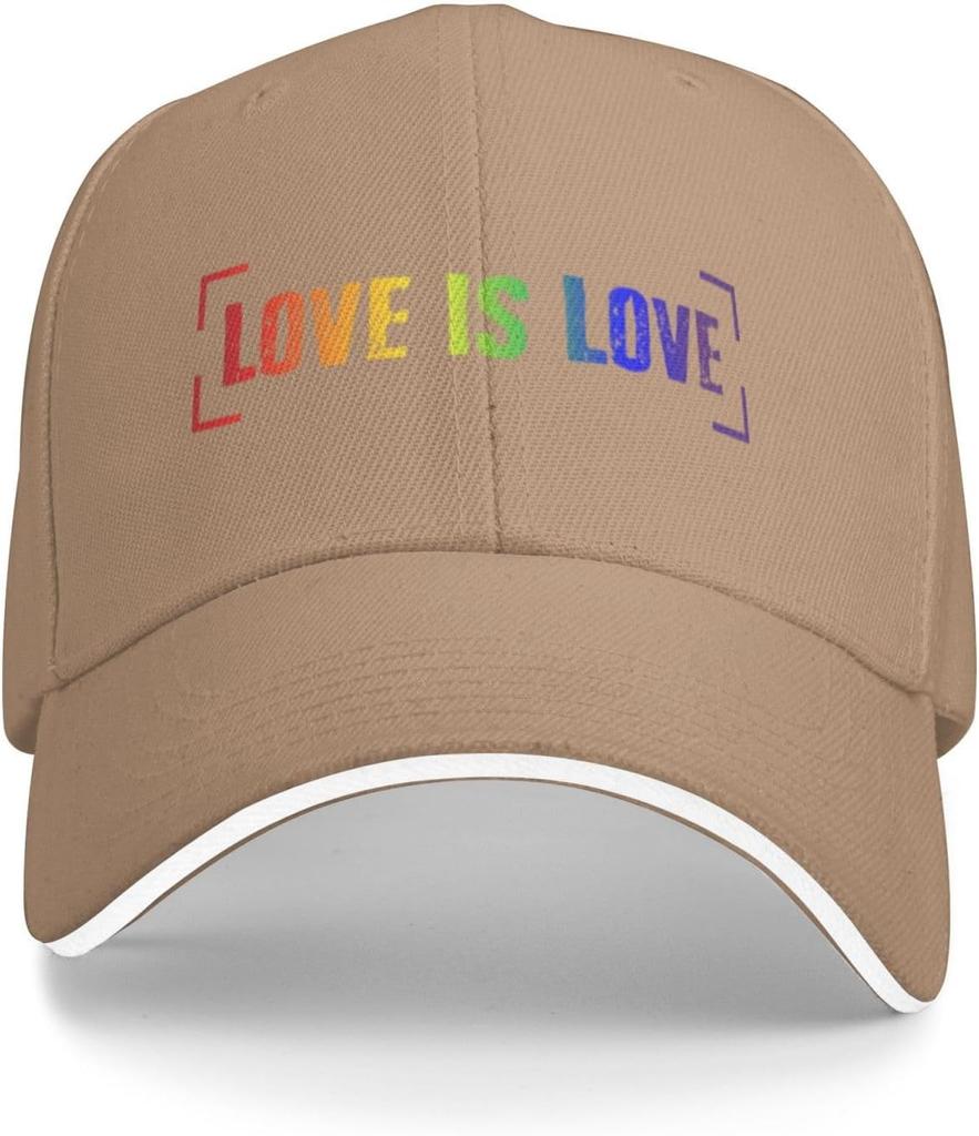 Love is Love Rainbow LGBT Pride Adjustable Baseball Cap Casual Polyester Summer Hat for Men Women