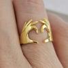 Huitan Double Hand Heart Love Couple Rings Модные регулируемые кольца для женщин/мужчин, дизайн обнимающих рук, модные ювелирные изделия