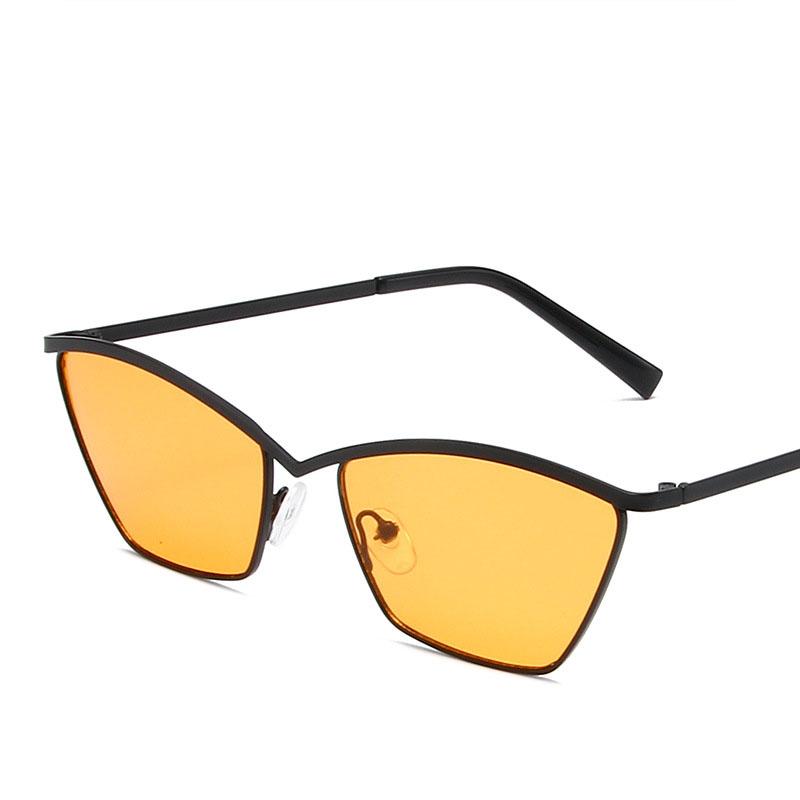 Неполяризованные классические солнцезащитные очки «кошачий глаз» прямоугольной формы для женщин, роскошный брендовый дизайн, модные винтажные солнцезащитные очки в металлической оправе, ретро-очки унисекс