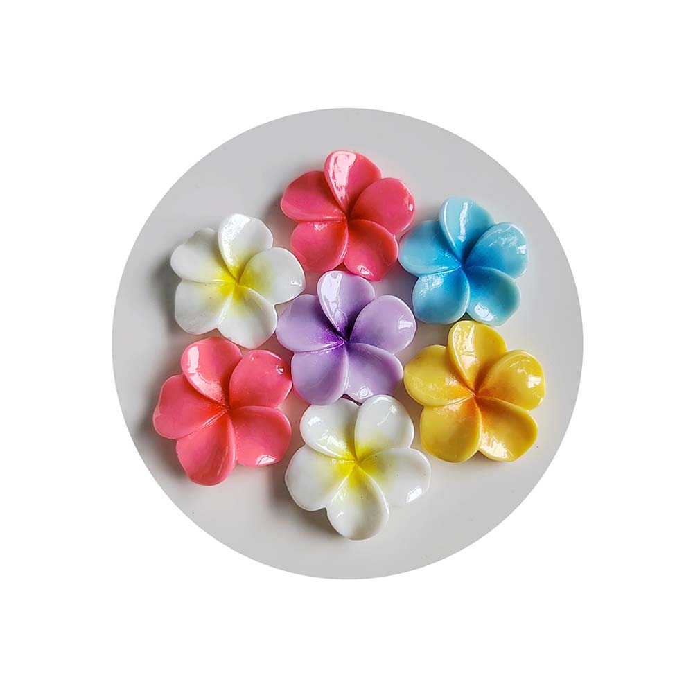 100pcs Resin Frangipani Plumeria Flat Back Flower Cabochon DIY Scrapbook Phone Decor Crafts Embellishment