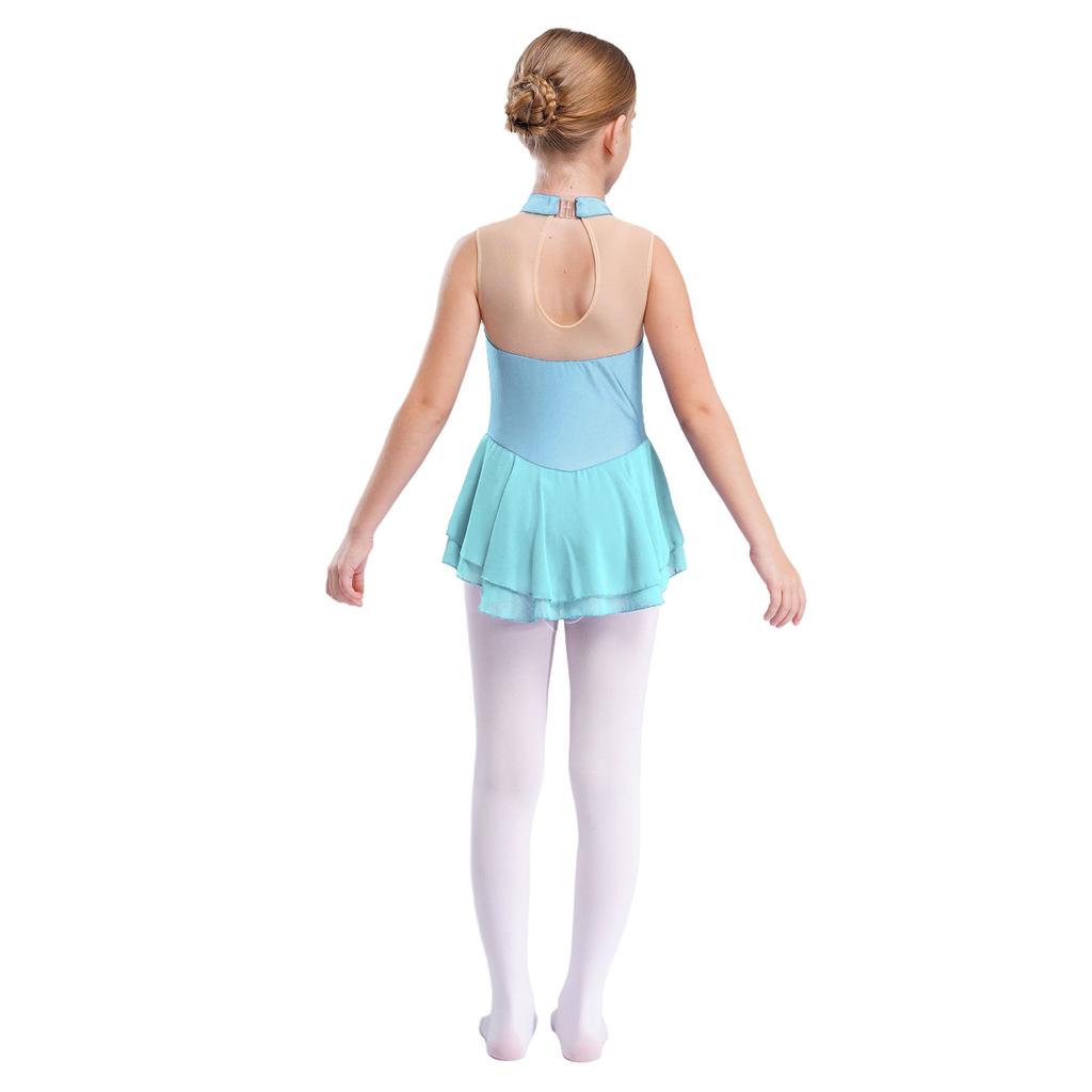 Платье для фигурного катания на коньках со стразами для девочек, детское платье для балета и танцев, детское гимнастическое платье для лирических танцев, костюмы