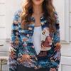 Women's Fashion Christmas Printed Long Sleeve Knitted Cardigan Button Down Jacket