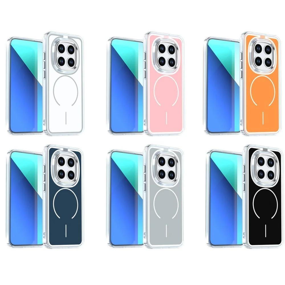 Матовый Чехол-Броня с Цветными Вставками из PC для Xiaomi Redmi Note 15 Pro+ Магнитный Беспроводной Зарядки Металлическая Линза Ударопрочный