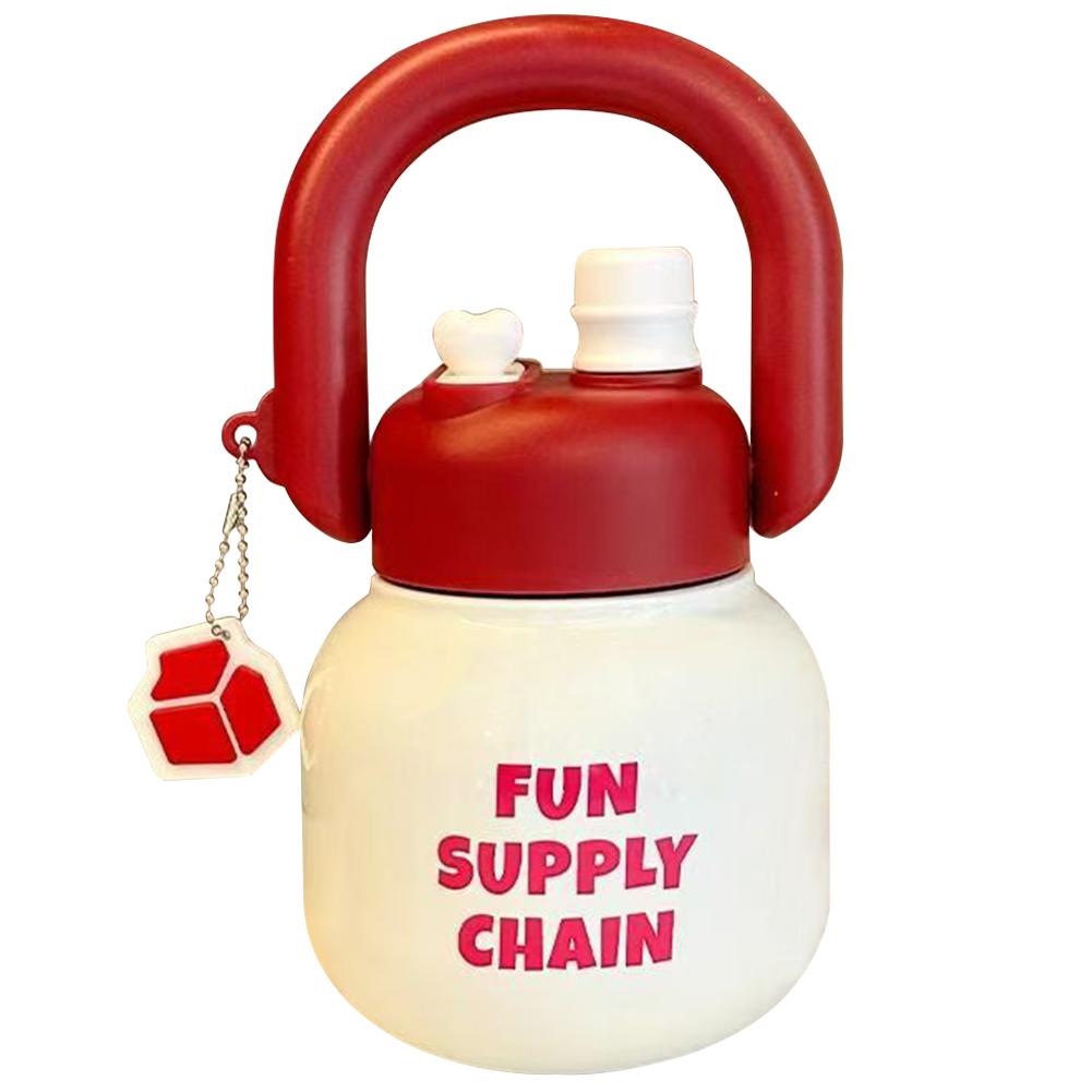 680ml Double Thermal Mug with Straw & Handle Vacuum Insulated Flask Double-Layer Insulated Cup for Cold Hot Beverages