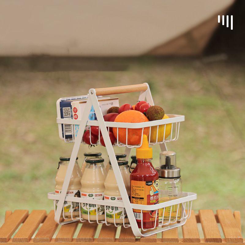 2 Tier Fruit Basket Bowl for Kitchen Counter,Bread Vegetable Fruit Basket Bowl Stand,Detachable Metal Basket Storage