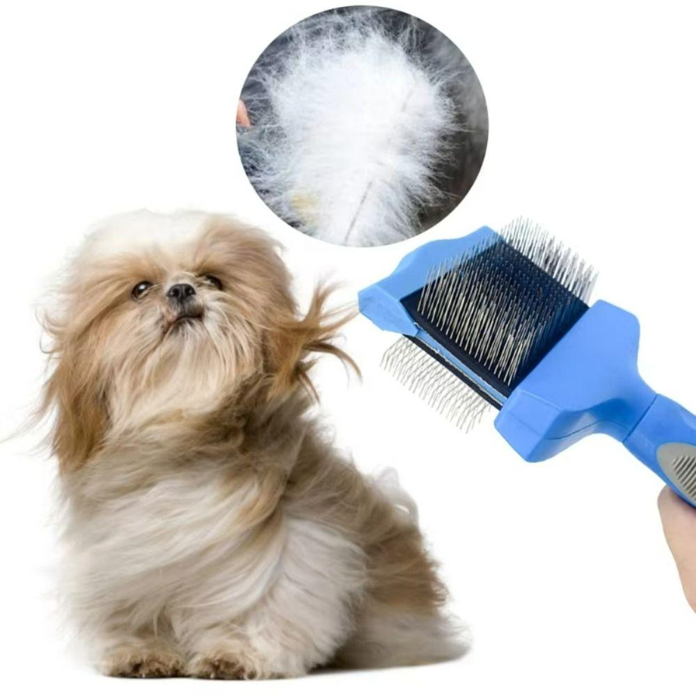 Stainless Steel Pet Hair Brush Double Sided Pet Hair Cleaning Comb Pet Hair Detangling Comb Cats