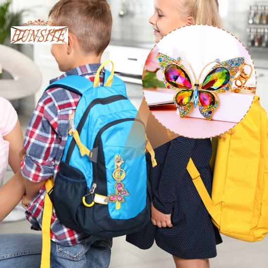 Красочный брелок с бабочками, роскошный женский автомобильный брелок со стразами