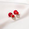 Серьги с натуральной серебряной иглой, красной кисточкой, сердцем и жемчугом для женщин - Стройнят лицо, Модные свадебные украшения
