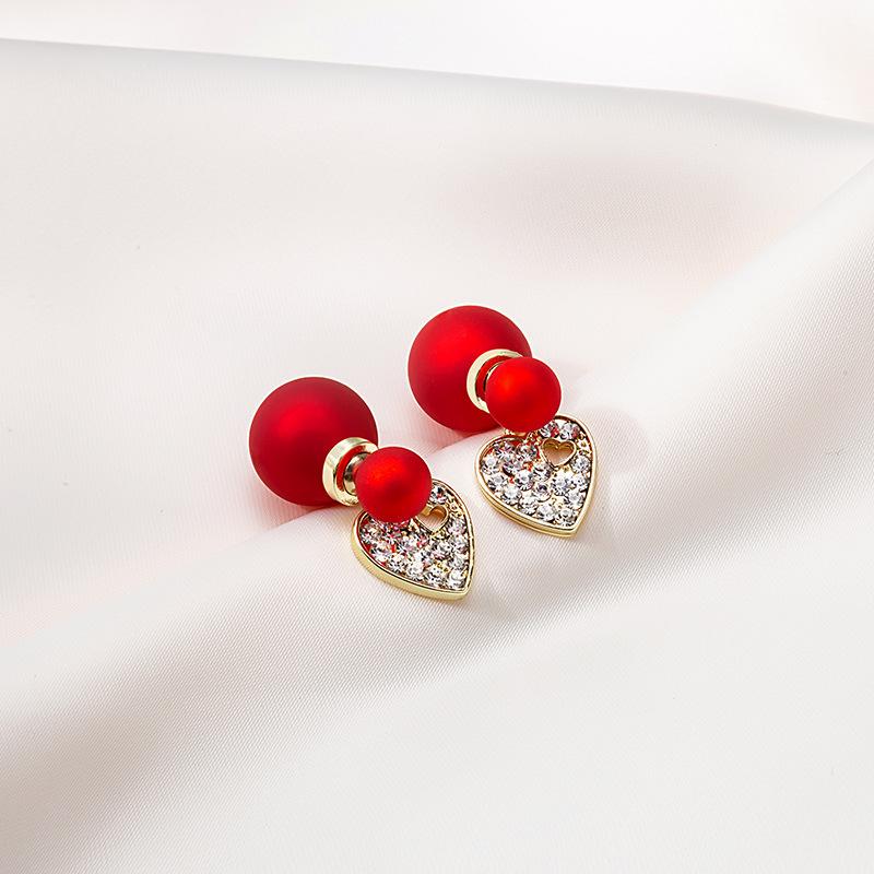 Серьги с натуральной серебряной иглой, красной кисточкой, сердцем и жемчугом для женщин - Стройнят лицо, Модные свадебные украшения