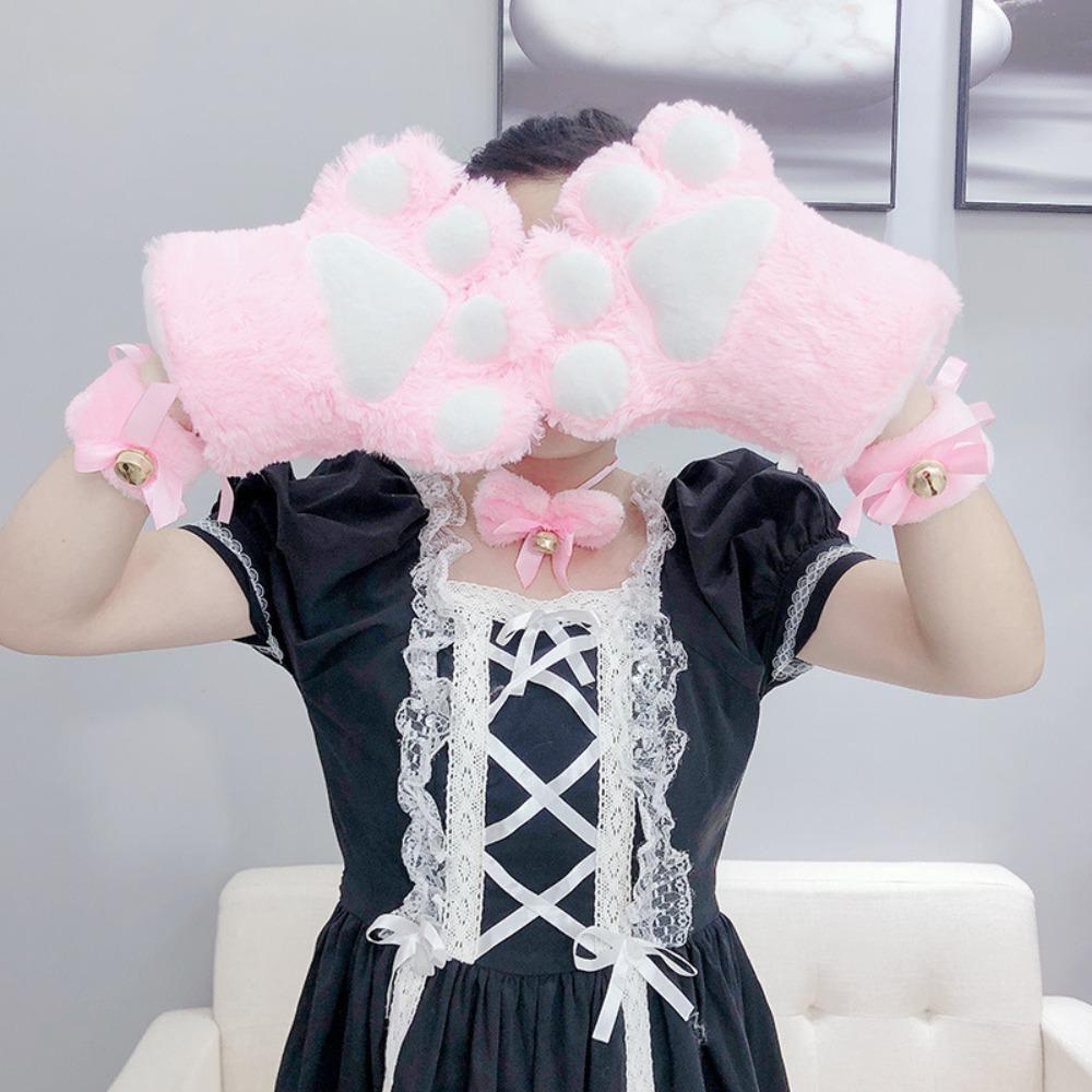Cartoon Plush Mittens Plush Fluffy Cat Gloves New Cute Cat Claw Paw Gloves Women