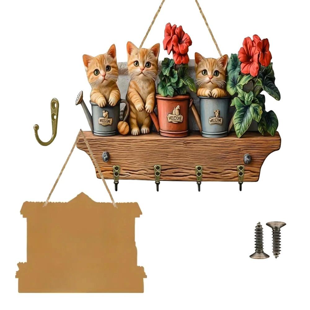 Wall Mounted House Key Holder Wooden Wall Key Rack New Decorative Key Hanger Bedroom Decor