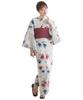 Yukata Change Set Heiko H One Size Fits [KYOETSU] Set, Weave, Unbleached, 2-piece (yukata, Obi), Women's (1.Snow White, All)