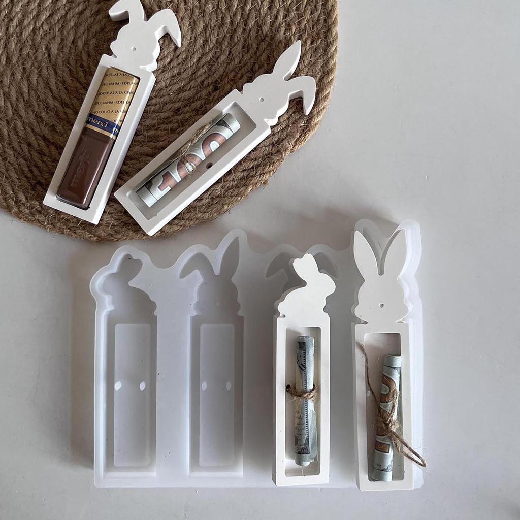 Пасхальный шоколад Подарочная коробка для шоколадных денег Силиконовая форма Подставка в виде кролика Держатель для шоколада Гипсовая форма Подарочный держатель для денег Литейные формы