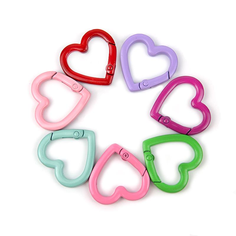Heart-Shaped Colorful Spring Buckle Keychain DIY Jewelry Accessories