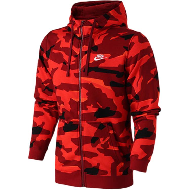 Nike Knitted Sports Hooded Long Sleeve Jacket Men Jackets Red AJ2106-678