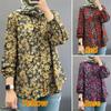 2025 New Women's Muslim Floral Shirt with Puff Sleeves