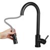 New 360Rotation Swivel Single Handle Kitchen Hot & Cold Water Mixer Taps Deck 304 material Black Pull Out Kitchen Faucet Two Function