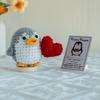 New Positive Energy Crochet Penguin Doll With Heart Home Room Decor Handmade Knitted Emotional Support Penguin Desktop Ornament