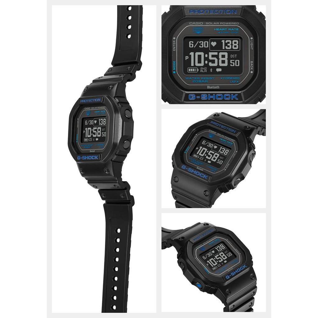 Casio Men's G-SHOCK G-SQUAD Heart Rate Monitor Bluetooth Watch Black/Blue DW-H5600-1A2JR