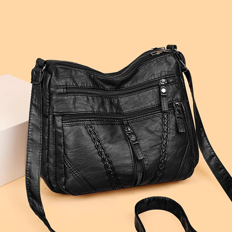 Многокарманная женская сумка через плечо из мягкой кожи, сумка для мам среднего и пожилого возраста, сумка через плечо