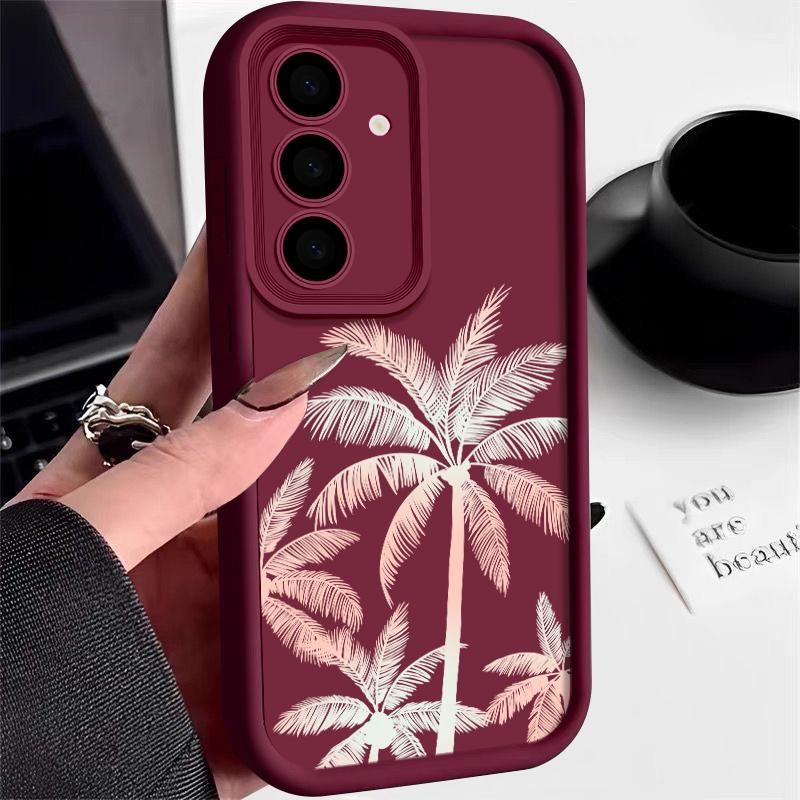 Для Samsung S25 S24 S23 S22 S21 Ultra A55 A54 A53 A52 A35 A34 A15 A14 5g Laser Coconut Tree противоударный силиконовый мягкий чехол