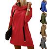 Spring Autumn Women Mini Dress Long Sleeve Zipper Casual Loose Hooded Sweatshirt Dresses