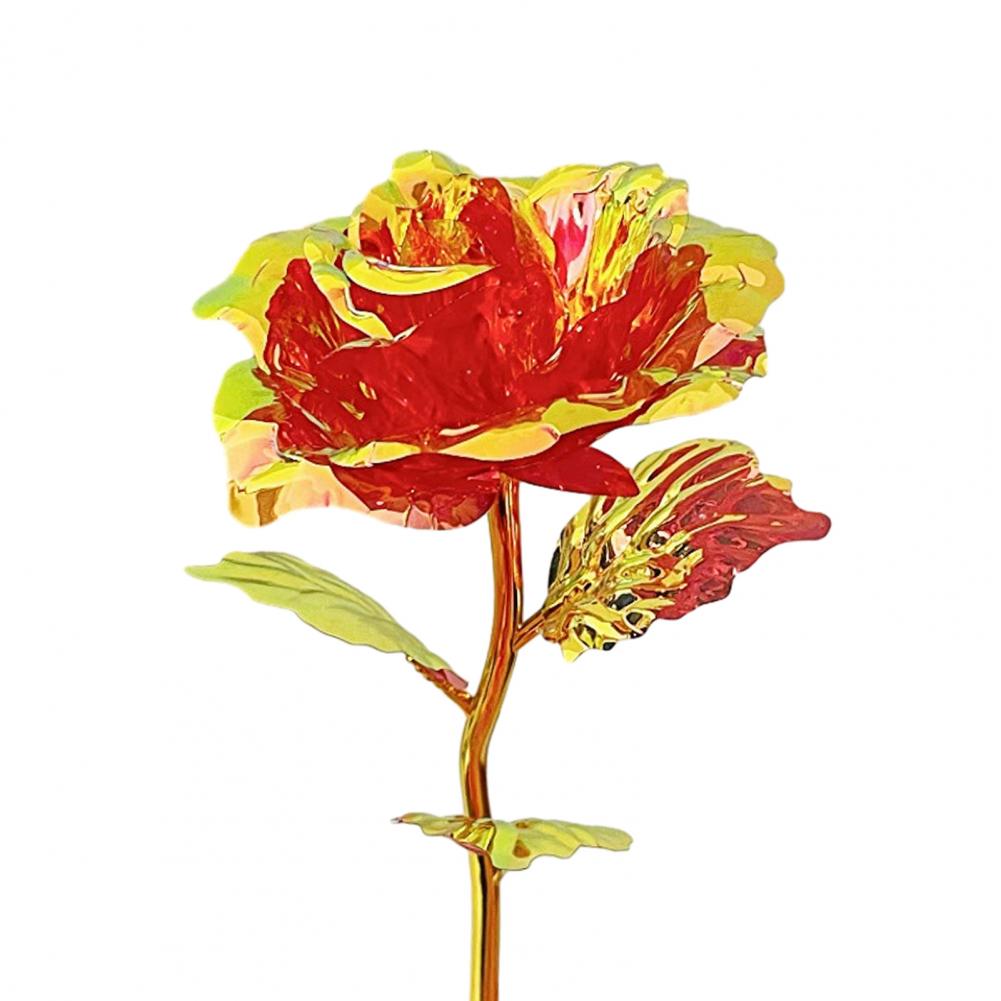 Artificial Rose Decorative Flower Stem Colorful Artificial Rainbow Rose with Led String Lights Forever Flower Gift for Women Mom