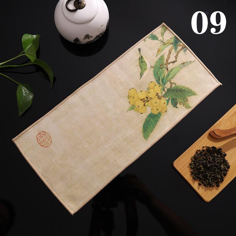 Chinese Super Absorbent High-end Tea Set Accessories Painted Thick Tea Towel