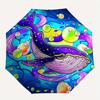 Whale, Fantasy Automatic folding umbrella  simple eight rib design, bright color pattern, durable iron frame, ideal for travel and outdoor,