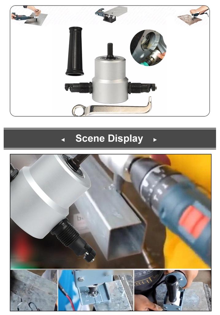 Double Head Sheet Metal Nibbler Saw Cutter Cutting Tool Electric Drill Air Drill Attachment Power Tool