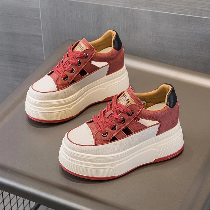 9 см натуральная кожа платформа кроссовки танкетка обувь для женщин дышащие кроссовки осенняя повседневная обувь скрытый каблук zapatillas mujer