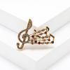 Vintage Rhinestone Music Note Brooch Versatile Fashion Collar Brooch Men'S And Women'S Suit Pin Accessories