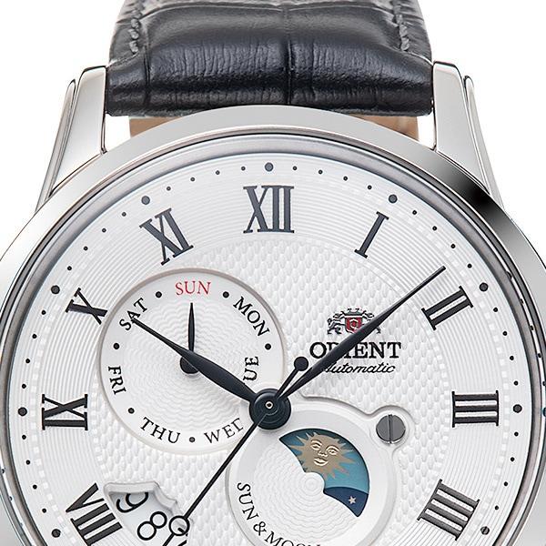 Orient Мужской TRN-AK0005S (Orient Classic СОЛНЦЕ И ЛУНА) Круглые часы из черной нержавеющей стали с несколькими стрелками, аналоговые