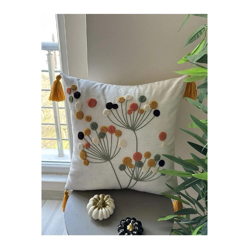 White Fabric Punch Embroidered 2 Throw Pillow Covers (note Linen Fabric)