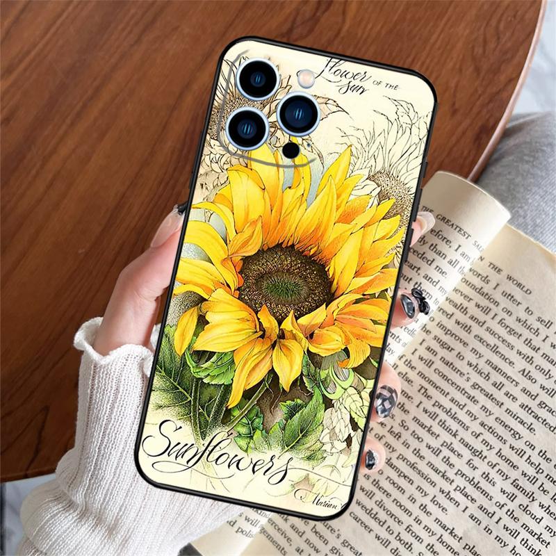 Винтажный чехол для телефона с подсолнухами для iPhone 17 Pro Max 11 14 15 16 Pro Max Plus 12 13 mini 16e 17 Air Задняя крышка