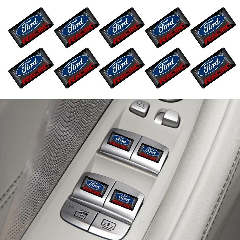 Автомобильная наклейка Ford 10 шт. Наклейки на кнопки руля автомобиля, наклейки с логотипом мультимедиа для Ford Fiesta EcoSport Escort focus 1 2 3 mk2