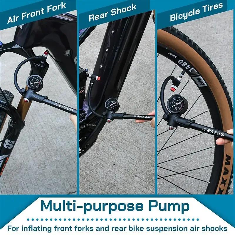 BUCKLOS Mountain Bicycle Air Shock Pump with Gauge for Fork Rear Suspension Bike Tire Inflator Pump 300PSI High Pressure Pump