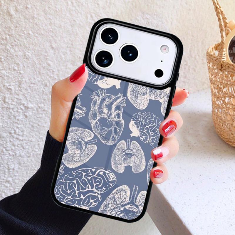 Чехол для телефона 'Человеческое сердце Мозг Легкие' для iPhone 17 Air 16 15 14 13 12 11 Pro Max Plus