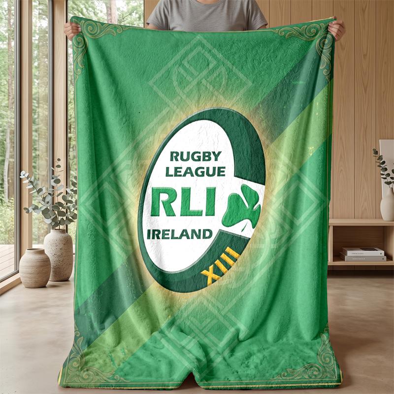 Ireland Rugby Flannel Fleece Blanket Cozy Warm Throw Blanket For Couch Bed Travel All Season Use