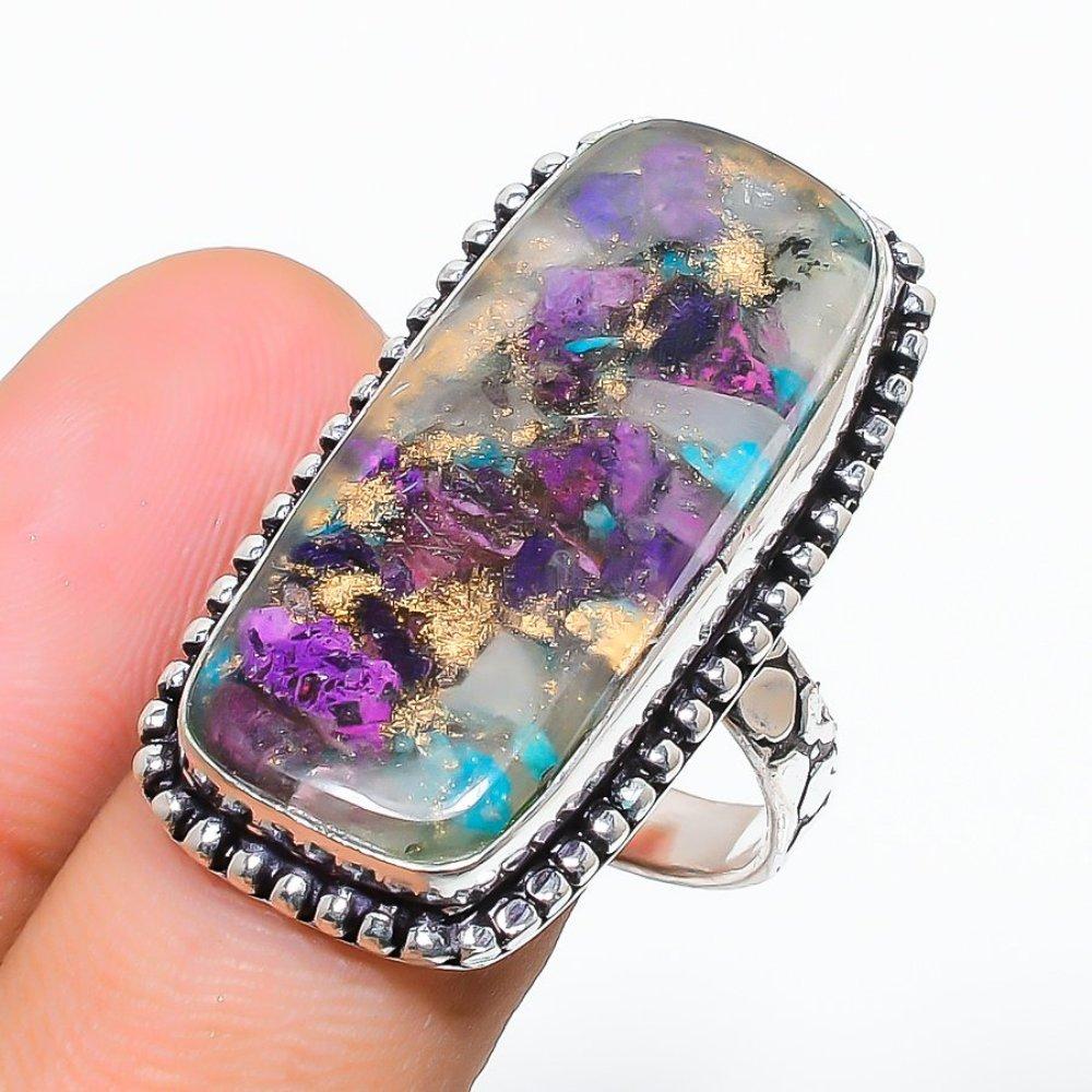 Кольцо из стерлингового серебра 925 пробы с натуральным драгоценным камнем колючей устрицы, размер 10 V8r92 ручной работы