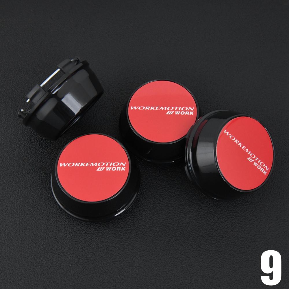 ASV1 4PCS JDM WORK Rim Cap 61mm Clip Sport Wheel Cap MEISTER EQUIP Emblem Sticker Wheel Center Cap Hub Cover Cap Black & Silver