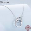 BAMOER стерлингового серебра 925 пробы двойной круг подвеска Mobius цепочка на шею с крыльями ангела для женщин подарок на день рождения изящные ювелирные изделия