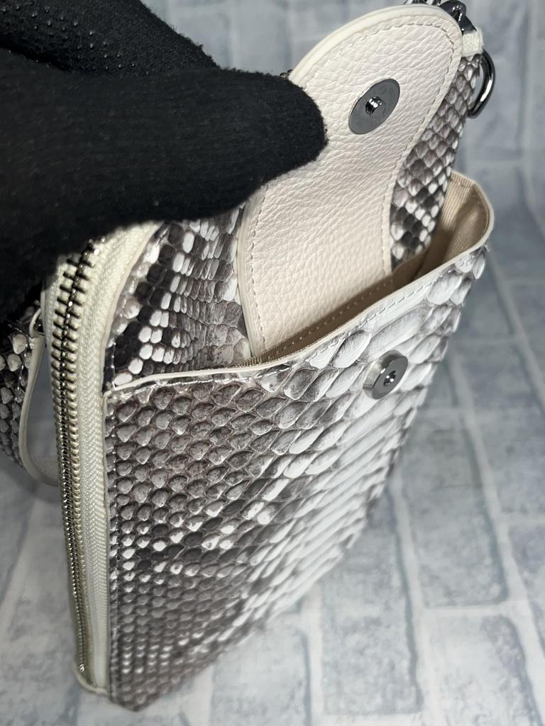 Smartphone Pochette 3WAY Python Genuine Leather Shoulder Bag with Coin Case for Women and Men Black Snakeskin Snakeskin Smartphone Pochette Pochette